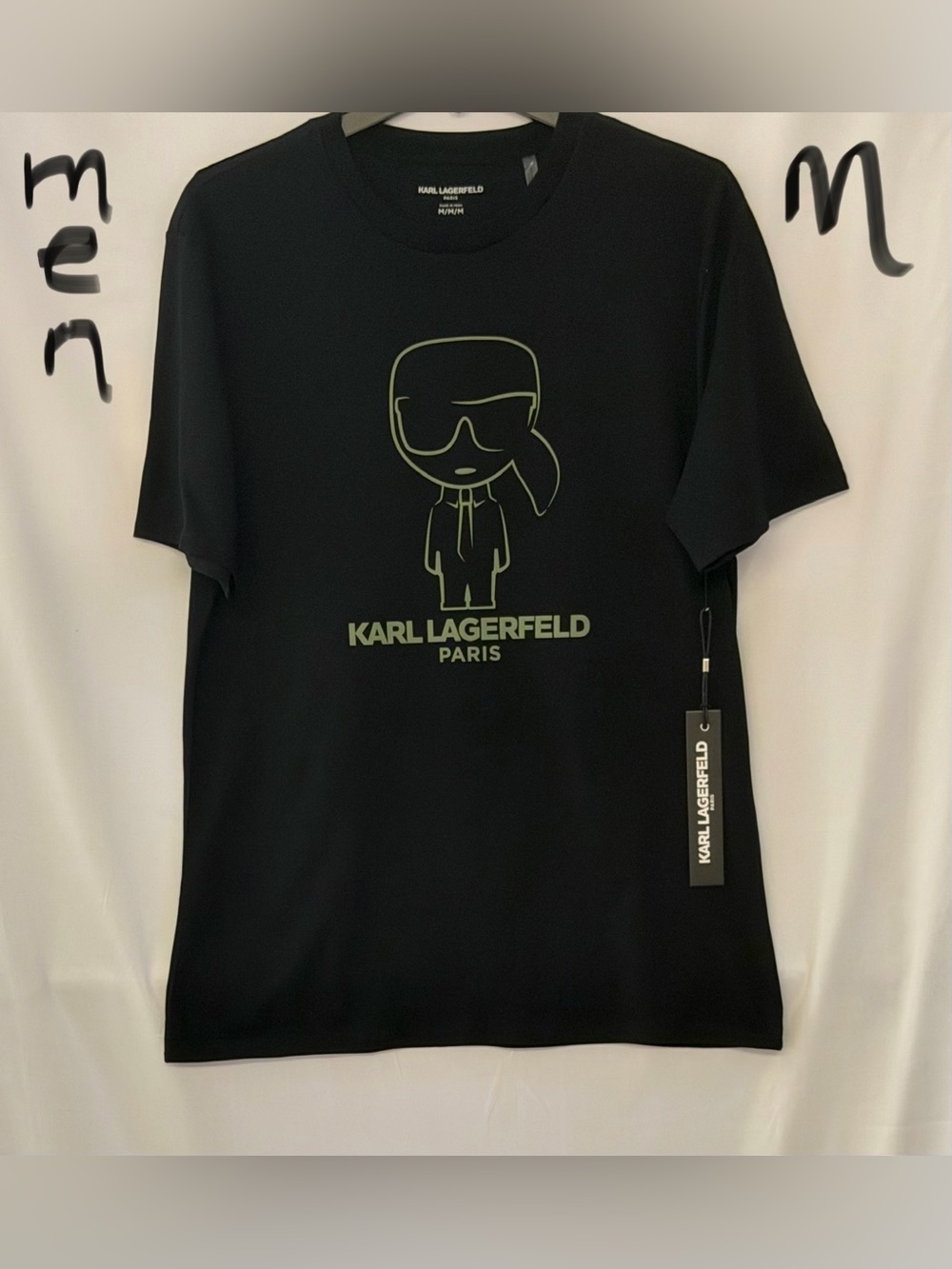 Karl Lagerfeld Black Tee with Olive Graphic